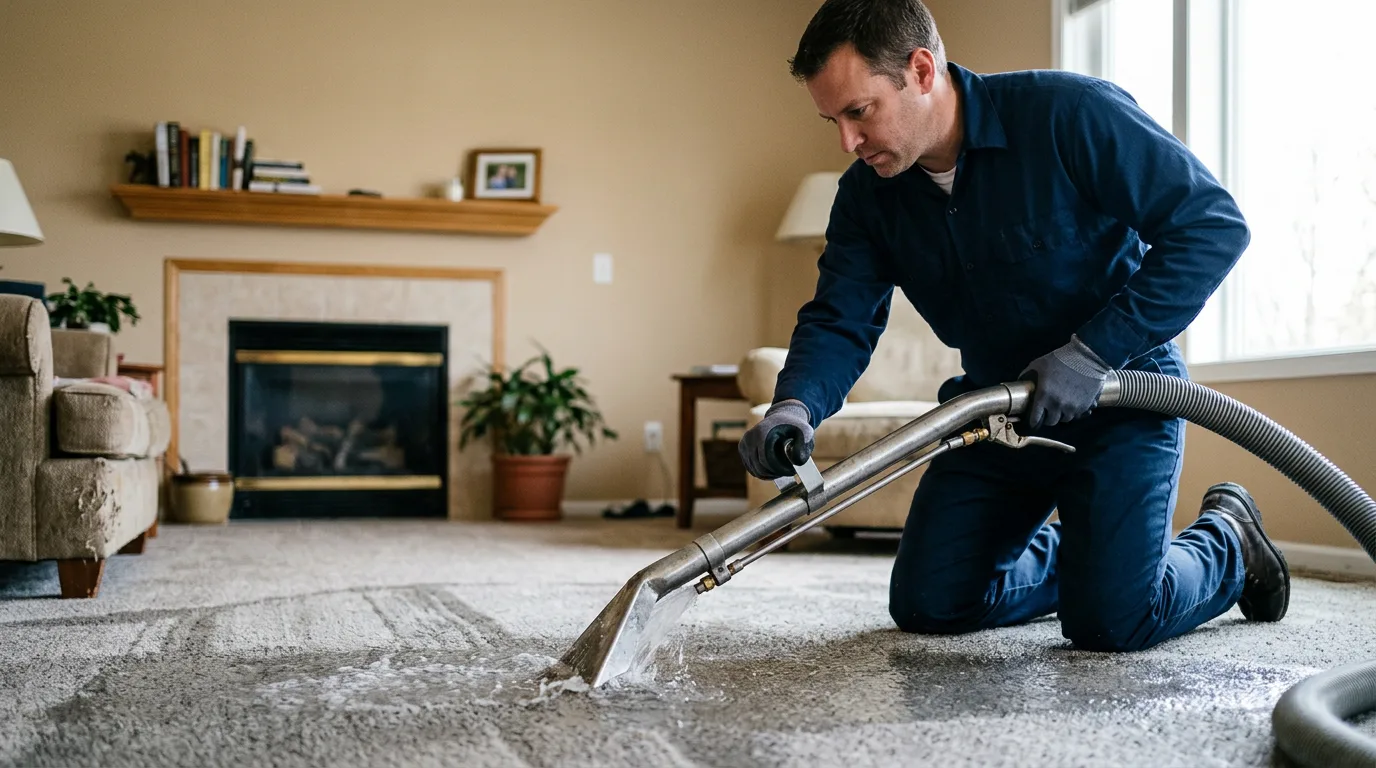 Water damage restoration technician working near Louisville, KY